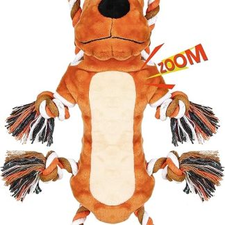 IOKHEIRA Dog Toy Indestructible Christmas - Squeaky Rope Robust for Large Small Dogs, Interactive Soft Toy Squeaky & Cuddly Toy for Activity, Tug for Puppies, Brown