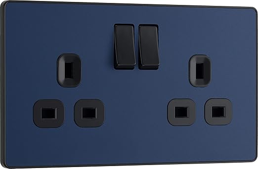 BG Evolve 13 Amp Double Switched Socket - Matt Blue