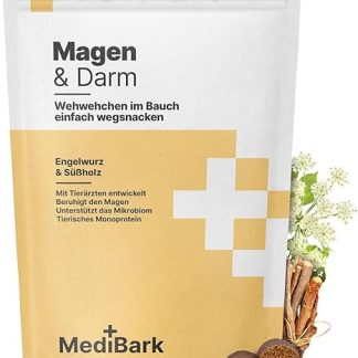 MediBark Stomach & Intestinal Dog Treats with Elm Bark & Angelica - Against Nausea & Diarrhea - for Grass & Faeceaters - Supports Digestion & Intestinal Flora - Gluten Free & Sugar Free - Pack of 225