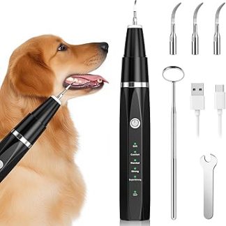 Tartar Remover Tooth Cleaner Ultrasonic for Dogs and Cats, Dental Care Set for Dogs & Cats, Teeth Cleaning and Cleaning Set Fights Tartar, Bad Breath & Gum Disease, Black