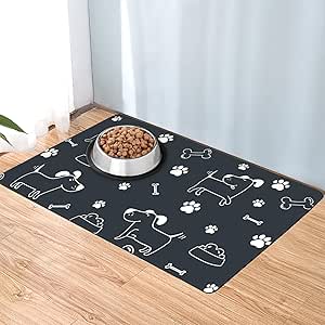 Bowl Mat for Dogs and Cats 40 x 60 cm, Ultra Absorbent and Non-Slip Feeding Mat for Cats, Dog Bowl Mat, Feeding Bowl Mat for Food and Water Bowls to Prevent Spillage