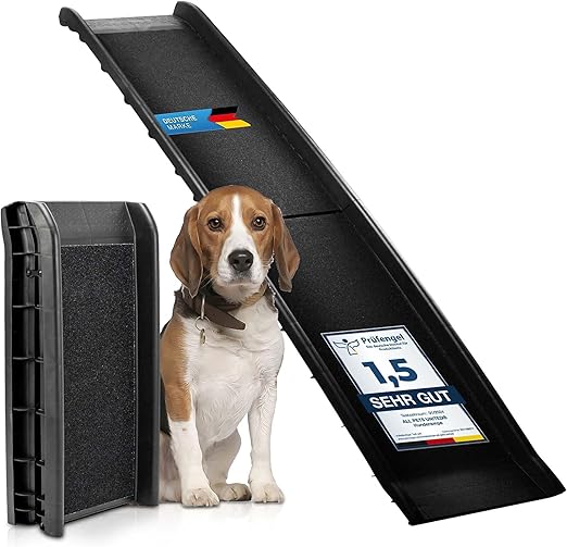 all Pets United® Dog Ramp Foldable Dog & Cat Stairs Ramp Entry Aid for Boot Pet Stairs 156 x 40 cm for Large and Small Animals