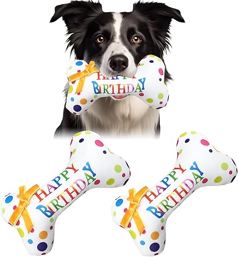 ZhongShuang Pack of 2 Dog Birthday Cartilage Toy, Pet Dog Cake Cartilage Toy, A Birthday Gift for Small and Medium Dogs