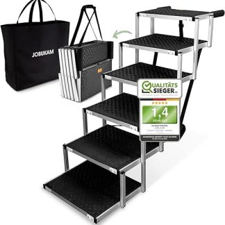 Jobukam Car Dog Stairs 80 cm, Extra Stable 6-Step Dog Ladder up to 70 kg, Foldable Dog Stairs for Small and Large Dogs