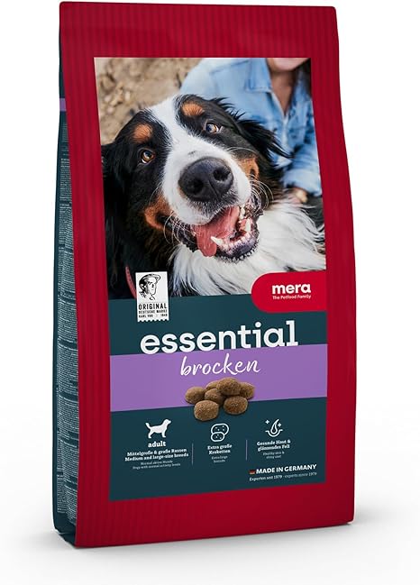 MERA Essential Dog Food > Chunks < For Adult Dogs - Poultry Dry Food with Extra-Large Croquettes - No Sugar & Preservatives, 12.5 kg