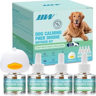JJW Dog Soothing Pheromone Diffuser Set, 1 Diffuser + 4 x 48 ml Refill, Reduces Anxiety, Stress & Fear, Soothing for Thunderstorms, Traffic, New Environments