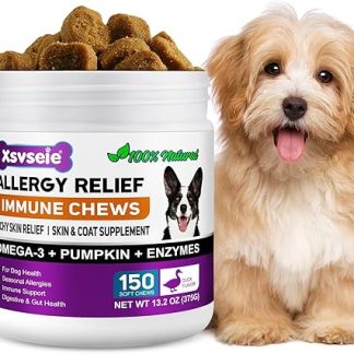 CLFJLXYX Dog Allergy Aid | Itching Relief for Dogs | Itching Relief & Immune Strengthening | Stops Scratching, Licking, Hair Loss | Hypoallergenic for Seasonal Allergies | Pack of 150 (1 Piece)