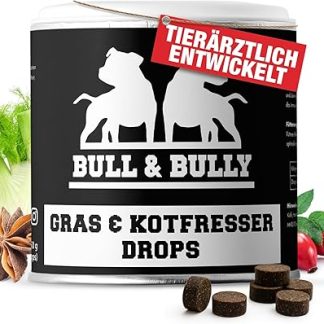 BULL & BULLY Grass and Fecure Eater Drops Dog 350 g (150 Drops) - Healthy Dog Treats Against Grass & Faeces - Dog Treats to Support Stomach & Intestines - Anti-Waste Eater Treat Dog