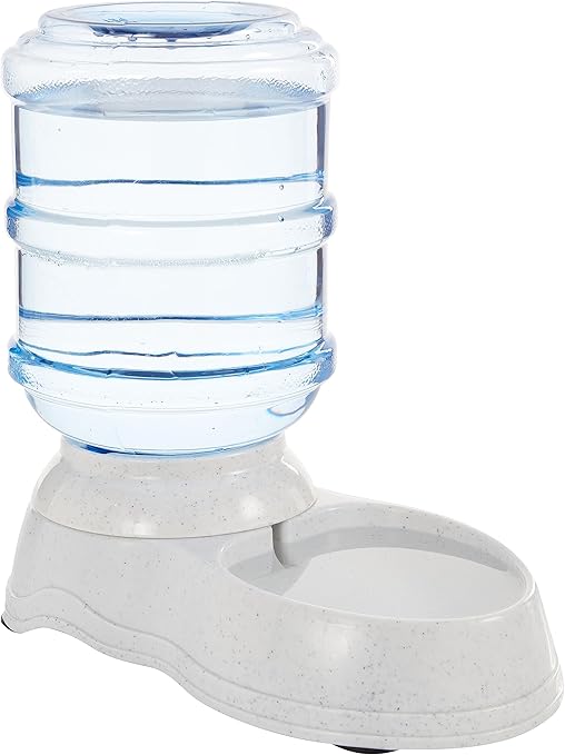 Amazon Basics Food and Water Dispenser for Pets, Drinker, 3.8 Litres, Size S, Transparent, Dogs and Cats, 1 Unit