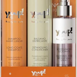 YUUP! - Long Coat Care Kit | Long Hair Shampoo Detangling Balm & Detangling Spray Shiny - Dogs with Long or Thick Coats. Also Suitable for Cats