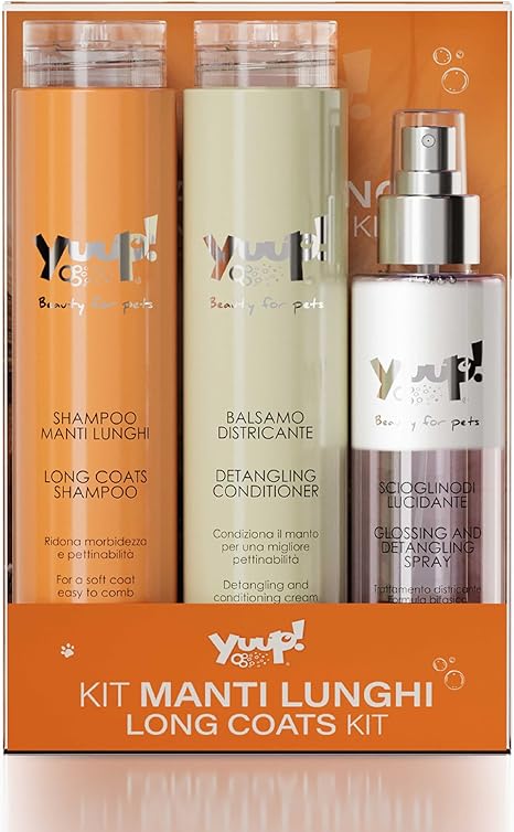 YUUP! - Long Coat Care Kit | Long Hair Shampoo Detangling Balm & Detangling Spray Shiny - Dogs with Long or Thick Coats. Also Suitable for Cats
