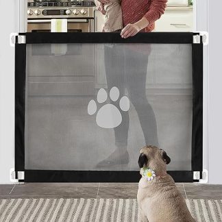 Namsan, Dog Door Safety Gate, Lockable Protection/Stair Gate, Barrier Fencing Mesh for Pets, 80 x 100 cm, Black