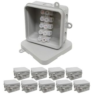 10x junction box with 15 amp connectors 65 x 65 x 30mm waterproof IP44 weatherproof outdoor external square connection box
