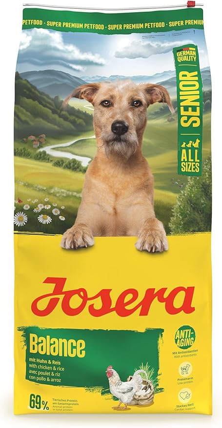 JOSERA Senior Balance Chicken & Rice (1 x 12.5 kg) | Premium Dry Food for Adult Older Dogs | Low Phosphorus - with Low Fat & Protein Especially for Seniors | Gluten Free | Pack of 1