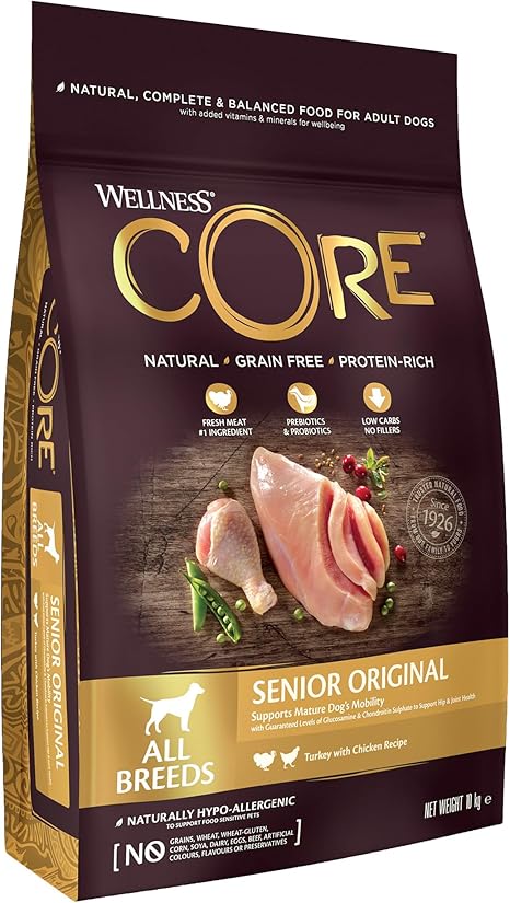 Wellness CORE Dry Dog Food, Grain-Free, High Meat Content, Various Flavours, 10 kg