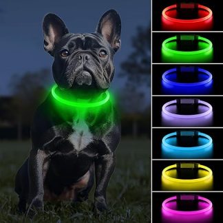 PcEoTllar Light Collar Dog Rechargeable with 7 Colours, Light Collar for Small and Large Dogs, 9 Lighting Modes, Dog Collar, Bright Dismountable with 70 cm, LED Collar for Dogs