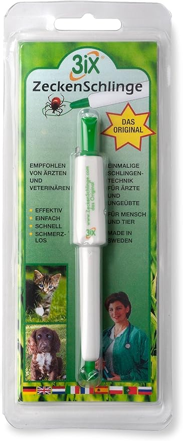 3iX Tick Sling, the Original from Sweden, Instead of Tick Card, Tweezers, Hooks, Tick Remover for Humans, Pets such as Dogs, Cats, Rabbits and More
