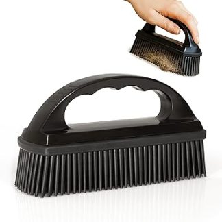 Hausfelder Pet Hair Remover Brush - Rubber Brush for Pet Hair on Sofa, Car & Clothes - Lint Brush Dog & Cat - Reusable Clothes Brush for Carpet & Upholstery (Black)