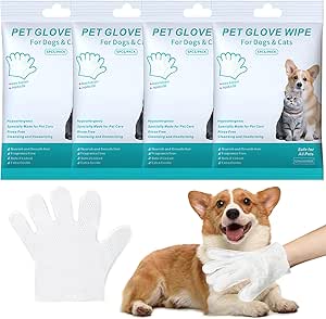 Editbar 24 pieces/4 pack cleaning and deodorising grooming gloves, gloves for pets, gentle grooming, daily care and travel