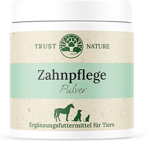 Trust Nature Dental care powder for dogs and cats, against plaque formation, promotes fresh breath, parsley, mint, vitamin C, spirulina, chlorella and egg shell, laboratory tested, made in Germany
