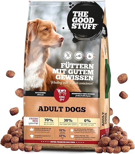 The GOODSTUFF Beef (Adult) 12.5 kg | High Quality Dry Dog Food Grain-Free | With Fresh Beef | Dry Dog Food for Adult Dogs | Balanced Dry Food for Dogs