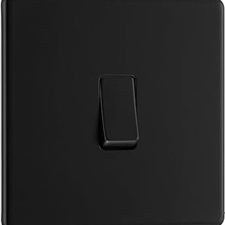 BG Electrical 20A Single Intermediate Light Switch, Matt Black, 16AX