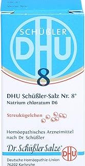 DHU Schüßler Salt No. 8 Sodium Chloratum D6 Scattering Balls - The Mineral Salt of Liquid Balance - The Original - Environmentally Friendly in Pharmaceutical Glass, 10 g Globules, 10 g Globules
