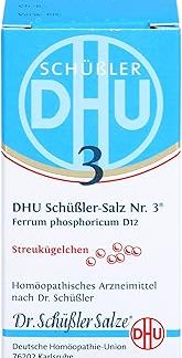 DHU Schuessler Salt No. 3 Ferrum Phosphoricum D12 Scattering Balls - The Mineral Salt of the Immune System - The Original - Environmentally Friendly in Medicine Glass, 10 g Globules