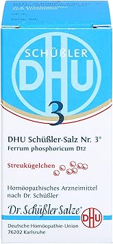 DHU Schuessler Salt No. 3 Ferrum Phosphoricum D12 Scattering Balls - The Mineral Salt of the Immune System - The Original - Environmentally Friendly in Medicine Glass, 10 g Globules
