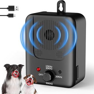 QEWEUUIE 250805-05 Antibark for Dogs, 25 Feet 3-in-1 Anti-Bark Ultrasonic Device, 2 Modes, Mini Anti-Bark Collar for Indoor and Outdoor Use