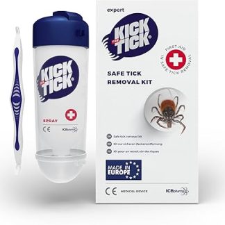 KICK THE TICK Icing Spray with Tick Tweezers - Tick Remover Set for Human, Child, Dog & Cat - Painless Tick Removal - Over 40 Uses