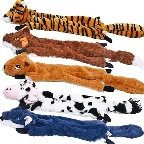 SHARLOVY Dog Squeaky Toy, Pack of 5, Pet Toy, Crinkle Dog Toy, No Stuffing Animals, Dog Plush Toy, Dog Chew Toy for Large Dogs and Medium Dogs, Pack of 5 for Large Dogs