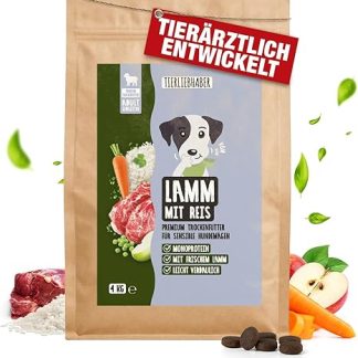 TIERLIEBHABER Lamb with Rice, 4 kg Dry Food for Dogs, Veterinarian-Developed, Gentle & Monoprotein Dog Food for Dogs with Sensitive Digestion, Hypoallergenic & Well Tolerated Dog Food