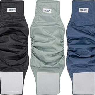 MICOOYO Washable Dog Nappies for Males, Absorbent Nappies for Dogs with Adjustable Fastening, Reusable Dog Nappies, Pack of 3, M