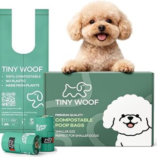 Hundekotbeutel für Kleine Hunde – Biologisch Abbaubare & Kompostierbare Kotbeutel mit Henkel | TINY WOOF Kleine Mini Beutel (360 Stück) Chihuahua, Pomeranian, Toypudel und Welpen