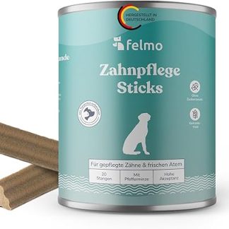 FELMO Dental Sticks with Pleasant Mint Smell for Dogs - 19 Probiotic Dental Care Snacks with Special Star Shape, Low Fat without Sugar and No Artificial Colours and Flavourings