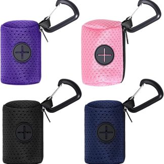 Pack of 4 Waste Bag Dispenser with Hooks and Zip Dog Waste Bag Holder for Dog Waste Bags Dispenser Pet Poop Bag Holder for Pets Dogs Outdoor Walks Black
