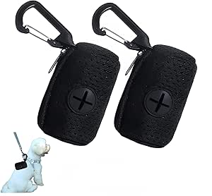 CAASFOOY Pack of 2 dog waste bag holder, portable waste bag dispenser, dog waste bag dispenser, fits any dog leash, easy to attach to the lead