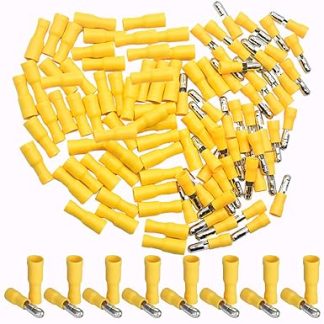 CEEYSEE Pack of 100 Yellow Insulated Female Circular Connectors Quick Connectors Wire Terminals Wire Crimp Connectors (PZY)