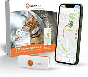 Weenect XS for Cats - Mini GPS Tracker for Cats | Real Time GPS Tracking | No Distance Limit | Smallest Model on the Market | Collar Included | Subscription