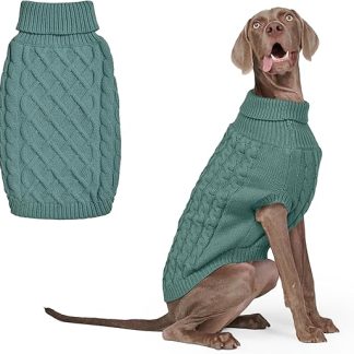 Spark Paws Knitted Dog Jumper - Soft Warm Winter Jumper for Small Medium Large Dogs - French Bulldog Pitbulls Female Male Jumper (Pine Green, 3XL)