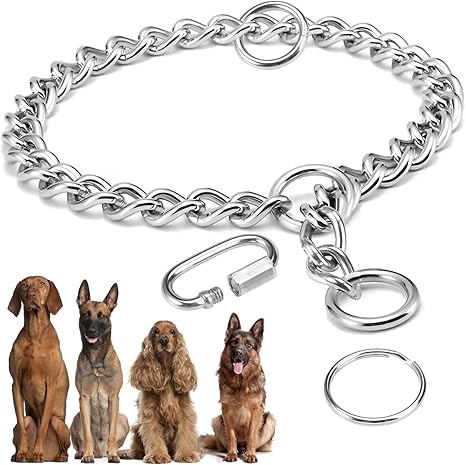 Dog Chain Collar, 65 cm Dog Collar Chain, Adjustable Dog Chain with Secure Buckle, Dog Chain for Dog Training, Stainless Steel Dog Necklace, Metal Dog Collar for Walking