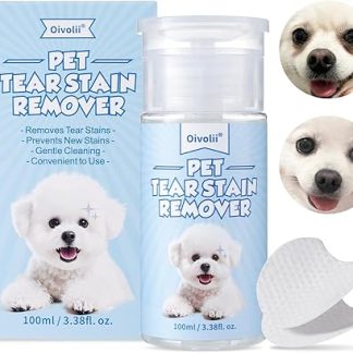 Natural Tear Stain Remover for Dogs and Cats 100 ml, Eye Cleaning Pads Pack of 50 - Gentle, Safe & Non-Irritating Formula Effectively Removes Tear Stains, Eye Secretions, Discharge and Mucus