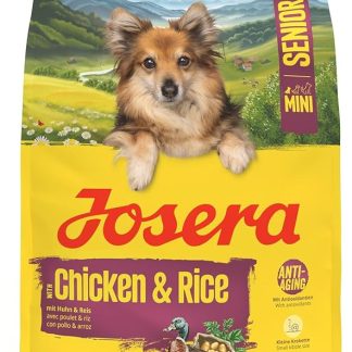 JOSERA Mini Senior Chicken & Rice (1 x 3 kg) Premium Dry Food for Adult Older Dogs Small Breeds Anti-Ageing & Kidney Relief Extra Small Croquettes Gluten Free Pack of 1