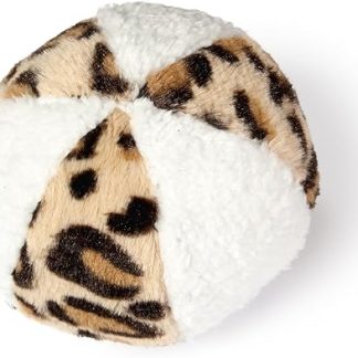 Karlie Safari Ball Plush Dog Toy, White/Brown, Diameter 11 cm