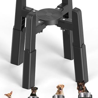 JUNSPOW Dog Bowl Stand with Adjustable Height and Width, Raised Water and Food Bowl for Medium and Large Pets, Raised Dog Bowl, Stable and Non-Slip [Stand Only]