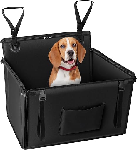 KYG Dog Car Seat Extra Stable Waterproof Non-Slip Pet Car Seat Scratch-Resistant with 4 Attachment Straps for the Back Seat Reinforced Dog Seat Car M 58 x 55 x 36 cm