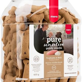 MERA Pure Sensitive Goody Snack, Healthy Treats for Sensitive Dogs, Turkey and Rice Dog Treats, Gluten-Free for Training (600 g)
