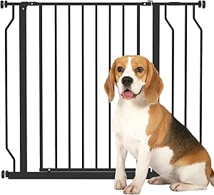 PawHut Door Safety Gate Stair Safety Gate with 10 cm Extension Door Gate No Drilling Stair Gate for Widths 75-95 cm Double-Sided One-Handed Opening Swivelling Steel Black