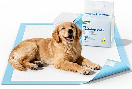 Barpor PIPI Mats for Dogs - Puppy Pads 60 x 60 cm Training Pads for Dogs Pack of 20 Incontinence Pad Disposable Changing Mat 5-Layer Design with Quick Drying Surface
